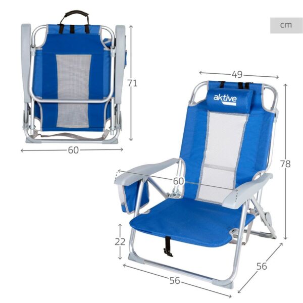Strandstuhl Aktive Blau Weiß 49 x 78 x 56 cm (2 Stück) – Bild 5