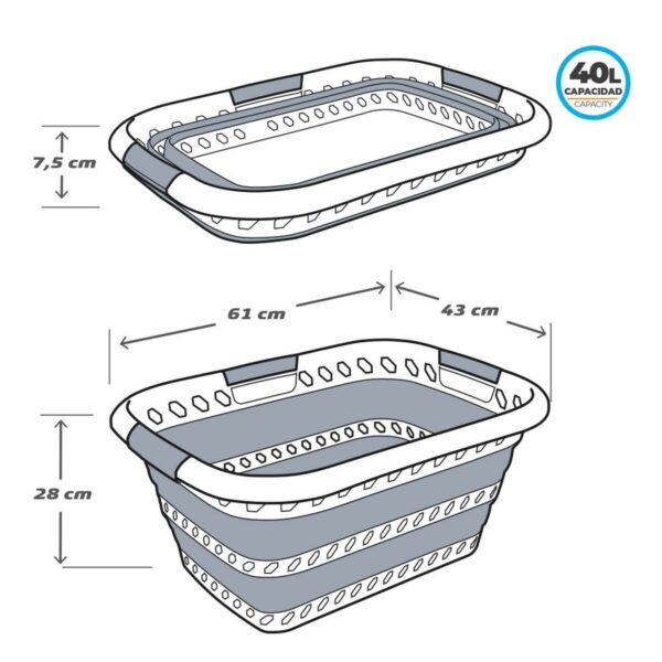 Faltbarer Wäschekorb Aktive Polypropylen TPR 61 x 7,5 x 43 cm 61 x 28 x 43 cm (4 Stück) – Bild 5