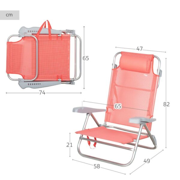 Gepolsterte Campingstuhl Aktive 47 x 82 x 49 cm Flamingo (2 Stück) – Bild 5