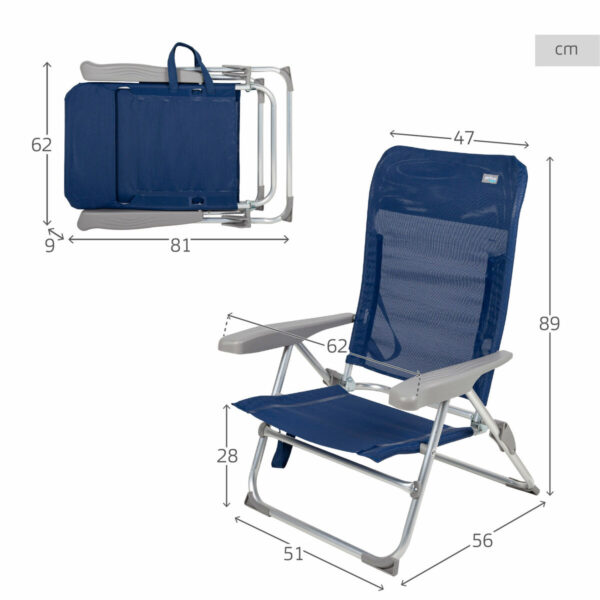 Strandstuhl Aktive Marineblau 47 x 89 x 56 cm (4 Stück) – Bild 5