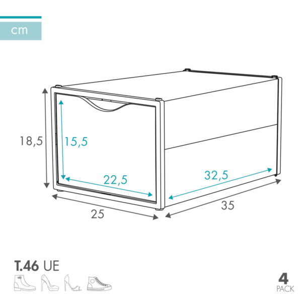 Stapelbarer Schuhkarton Max Home Polypropylen ABS 25 x 18,5 x 35 cm (4 Stück) – Bild 2