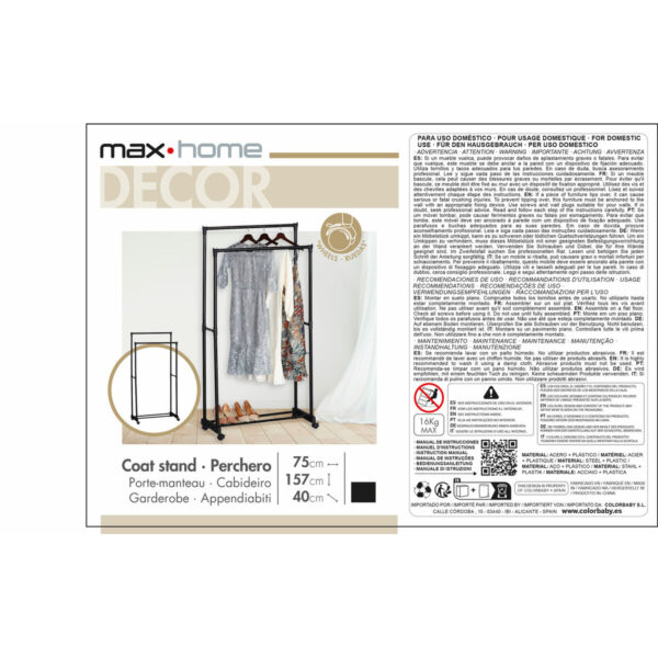 Garderobe Max Home Stahl Kunststoff 75 x 157 x 40 cm (4 Stück) – Bild 8