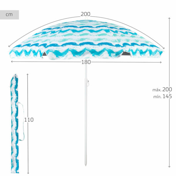 Sonnenschirm Aktive Silberfarben 200 x 200 x 200 cm (4 Stück) – Bild 5
