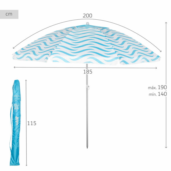 Sonnenschirm Aktive Blau Ø 200 cm 200 x 190 x 200 cm (6 Stück) – Bild 5