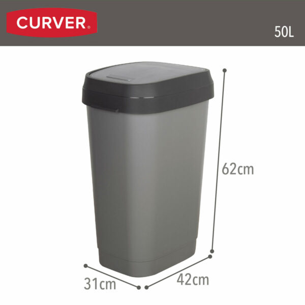 Mülltonne Curver Dunkelgrau Kunststoff 50 L (6 Stück) – Bild 5