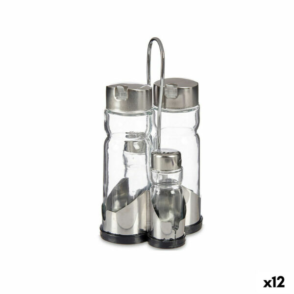 Gewürzset Anna Durchsichtig Silberfarben 10 x 10 x 21 cm (12 Stück)