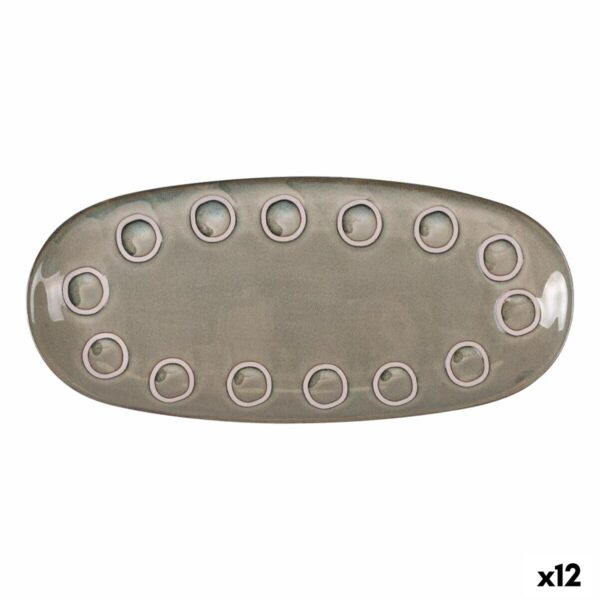 Kochschüssel La Mediterránea Almudena Grau Oval 33 x 14,8 x 2,7 cm (12 Stück)