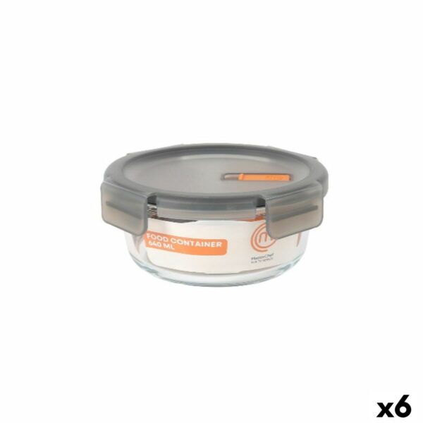 Lunchbox hermetisch MasterChef Grau Durchsichtig kreisförmig 640 ml (6 Stück)
