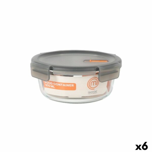 Lunchbox hermetisch MasterChef Grau Durchsichtig kreisförmig 970 ml (6 Stück)