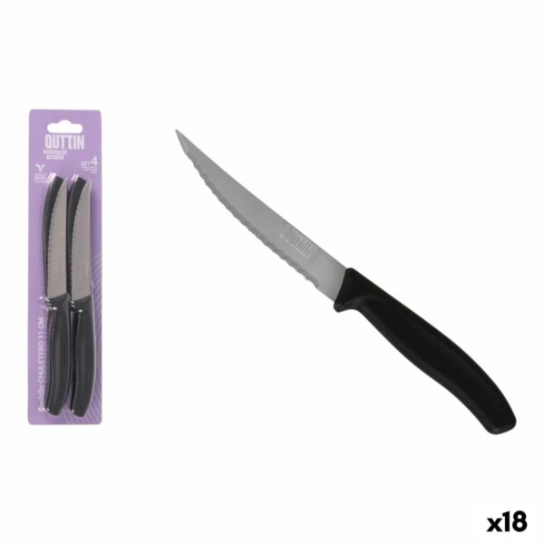 Steakmesser-Set Quttin Schwarz Silberfarben Edelstahl 11 cm 4 Stücke (18 Stück)