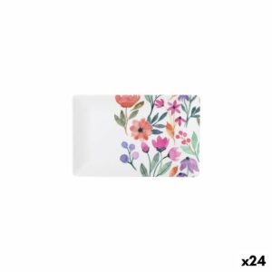 Tablett für Snacks La Mediterránea Blomster 20 x 13 x 2 cm (24 Stück)