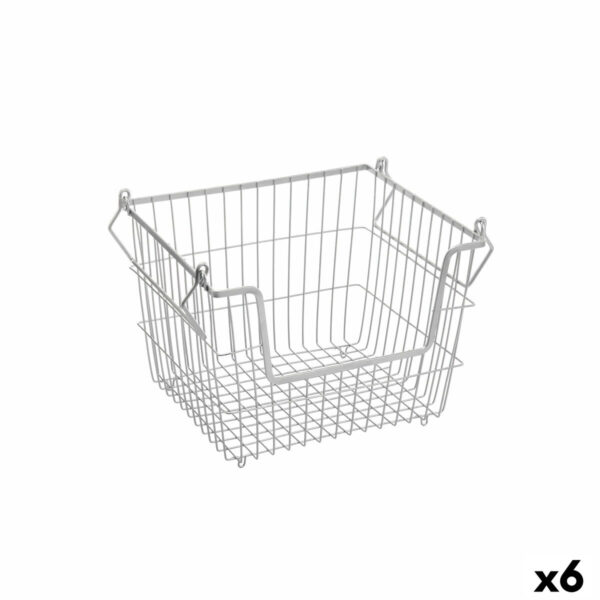 Mehrzweckkorb Confortime Grau Metall 32 x 27 x 23 cm (6 Stück)