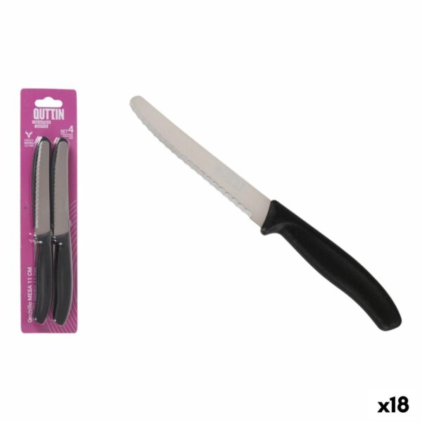Messerset Quttin Schwarz Silberfarben Edelstahl 11 cm 4 Stücke (18 Stück)