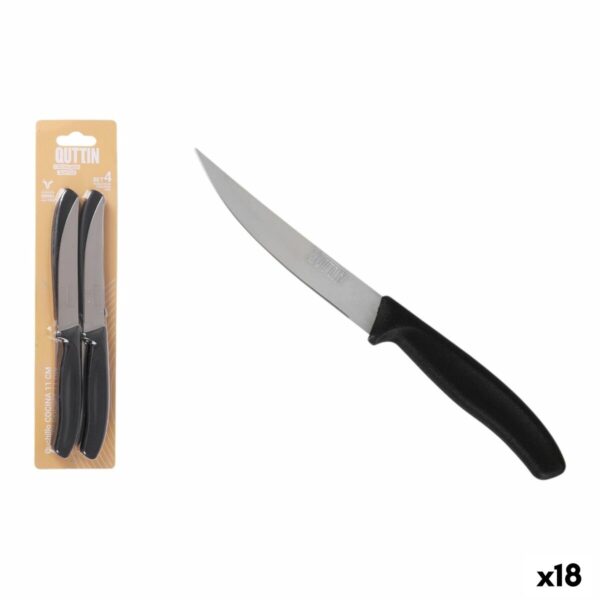 Steakmesser-Set Quttin 11 cm Schwarz Silberfarben Edelstahl 4 Stücke (18 Stück)