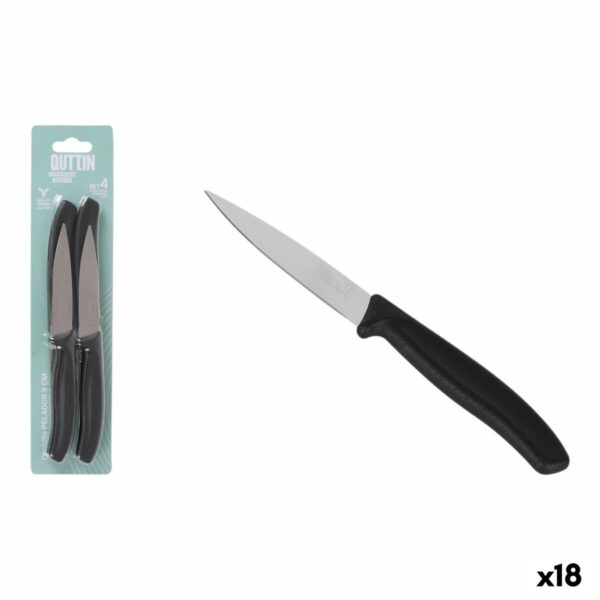 Schälmesserset Quttin Basic Schwarz Silberfarben Edelstahl 9 cm 4 Stücke (18 Stück)