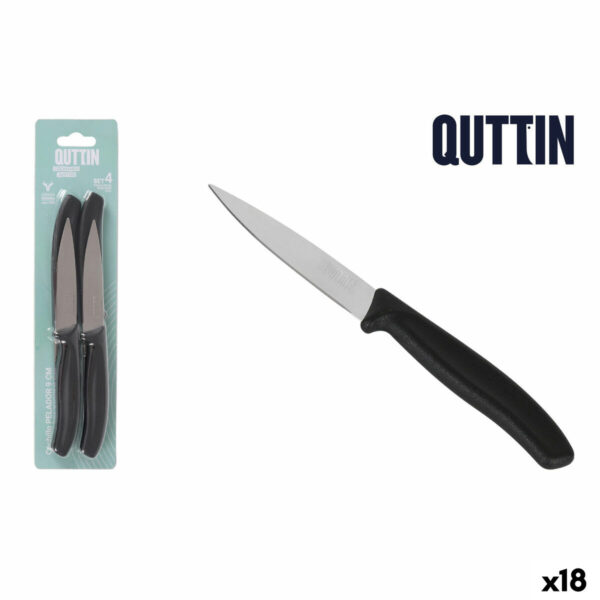 Schälmesserset Quttin Basic Schwarz Silberfarben Edelstahl 9 cm 4 Stücke (18 Stück) – Bild 2
