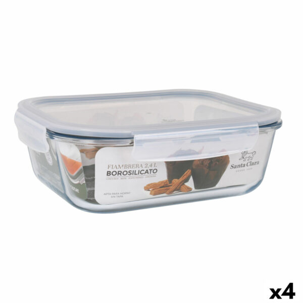Lunchbox hermetisch Santa Clara Durchsichtig rechteckig 2,4 L (4 Stück)