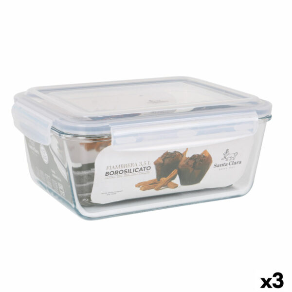 Lunchbox hermetisch Santa Clara Durchsichtig rechteckig 3,5 L (3 Stück)