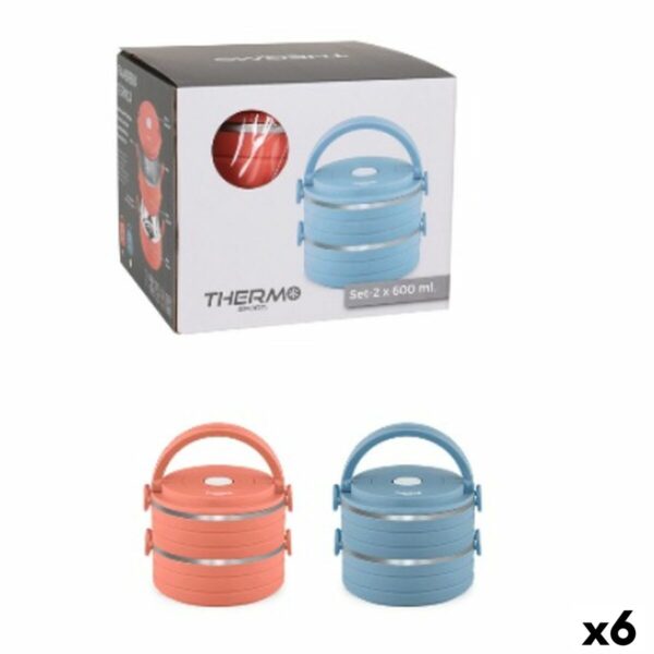 Lunchbox-Set ThermoSport Blau Rot Stahl Kunststoff 600 ml 2 Stücke (6 Stück)
