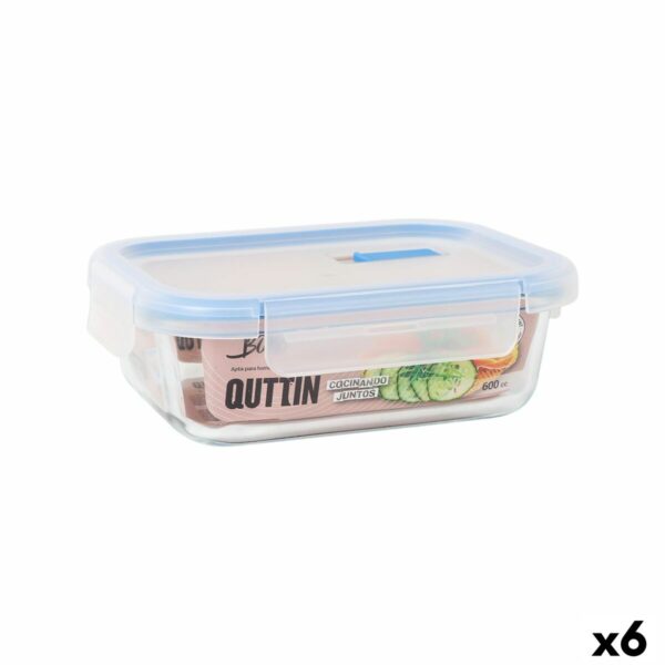 Lunchbox hermetisch Quttin Boho Durchsichtig rechteckig 600 ml (6 Stück)