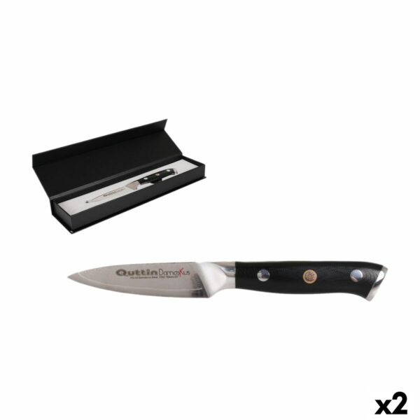 Schälmesser Quttin Damaskus Schwarz Silberfarben Edelstahl 9 cm (2 Stück)