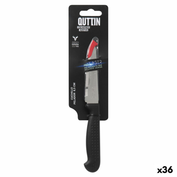 Schälmesser Quttin Laser Schwarz Silberfarben Edelstahl 8,5 cm (36 Stück)