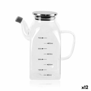 Ölfläschchen La Mediterránea Durchsichtig Silberfarben Metall Borosilikatglas 0,75 L (12 Stück)