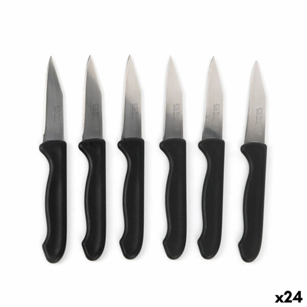 Schälmesserset Cuyfor Schwarz Silberfarben Edelstahl 7,5 cm 6 Stücke (24 Stück) – Bild 3