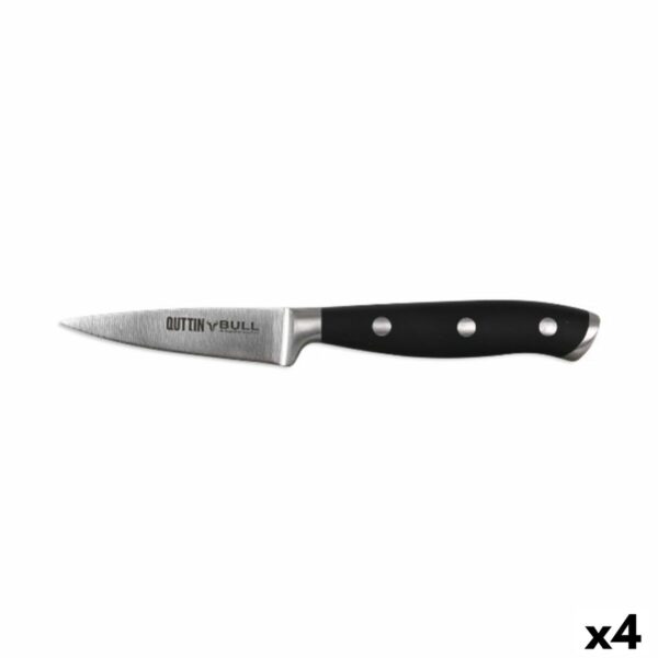 Schälmesser Quttin Bull Schwarz Silberfarben Edelstahl 9 cm (4 Stück)