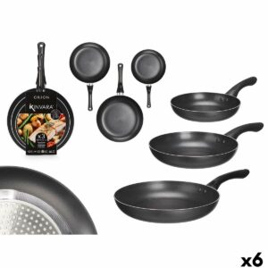Pfannen-Set Kinvara 1 Schwarz Aluminium Bakelit 20 x 4 cm 28 x 5 cm 24 x 4,5 cm (6 Stück)