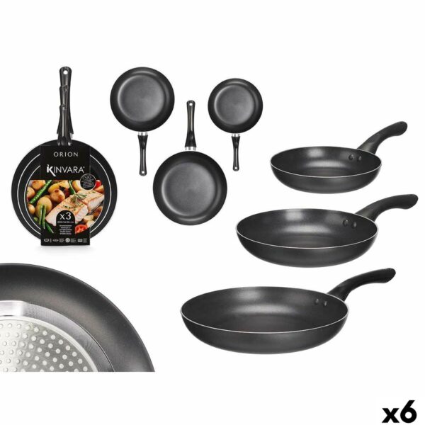 Pfannen-Set Kinvara 1 Schwarz Aluminium Bakelit 20 x 4 cm 28 x 5 cm 24 x 4,5 cm (6 Stück)