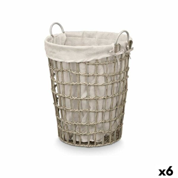 Korb Kipit HX30550 Grau Polyester Stoff Polypropylen Eisen Kunststoff 50 % Baumwolle 46 x 59 x 43 cm (6 Stück)