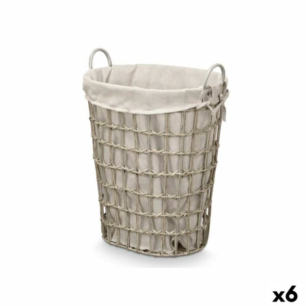 Korb Kipit HX30553 Grau Polyester Stoff Polypropylen Eisen Kunststoff 50 % Baumwolle (6 Stück)