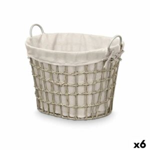 Korb Kipit HX30562 Grau Polyester Stoff Polypropylen Eisen Kunststoff 50 % Baumwolle 55,6 x 42,5 x 40 cm (6 Stück)