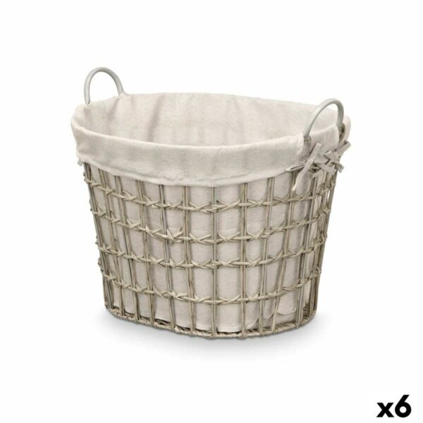 Korb Kipit HX30562 Grau Polyester Stoff Polypropylen Eisen Kunststoff 50 % Baumwolle 55,6 x 42,5 x 40 cm (6 Stück)
