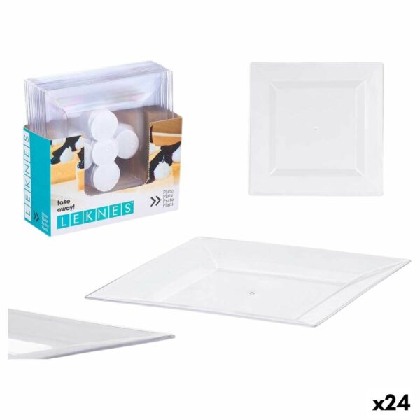 Geschirr-Set Leknes CK80668-2-T Durchsichtig polystyrol Kunststoff 20,3 x 1,5 x 20,3 cm (24 Stück)