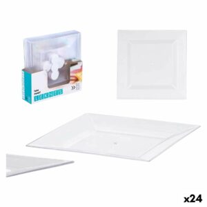 Geschirr-Set Leknes CK80668-1-T Durchsichtig polystyrol Kunststoff 27,3 x 2,3 x 27,3 cm (24 Stück)