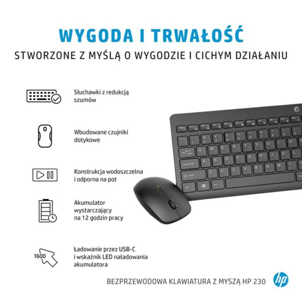 Tastatur mit Maus HP 3L1F0AA Azerty Französisch Weiß Schwarz – Bild 6