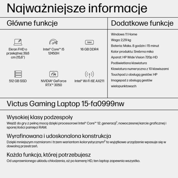 Laptop HP 804F0EA 15,6" i5-12450H 16 GB RAM 512 GB SSD NVIDIA GeForce RTX 3050 – Bild 4