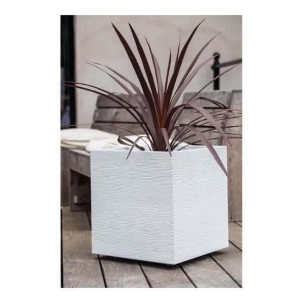 Blumentopf EDA Graphit Weiß Kunststoff karriert 39 x 39 x 43 cm – Bild 3
