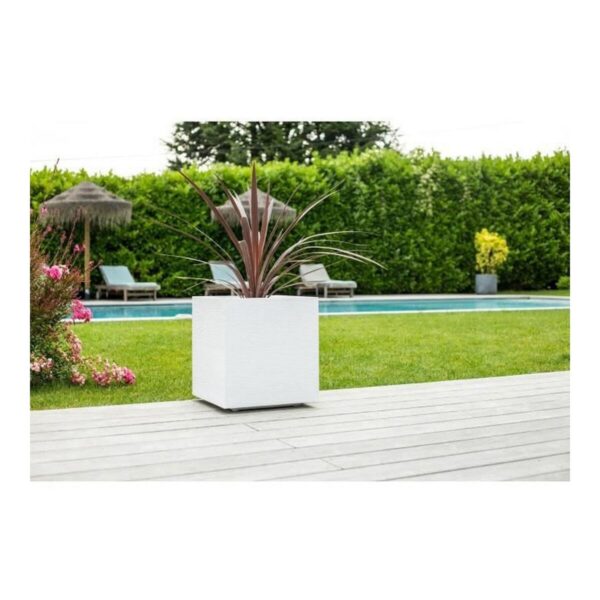 Blumentopf EDA Graphit Weiß Kunststoff karriert 39 x 39 x 43 cm – Bild 5