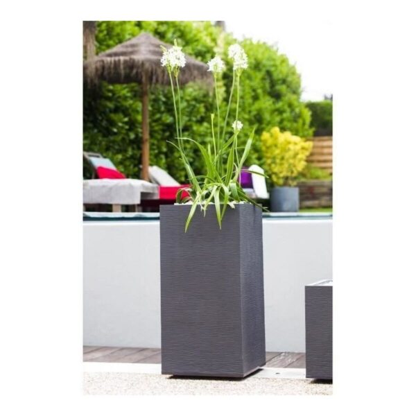 Blumentopf EDA Graphit Grau Dunkelgrau Kunststoff karriert 39,5 x 39,5 x 80 cm – Bild 2