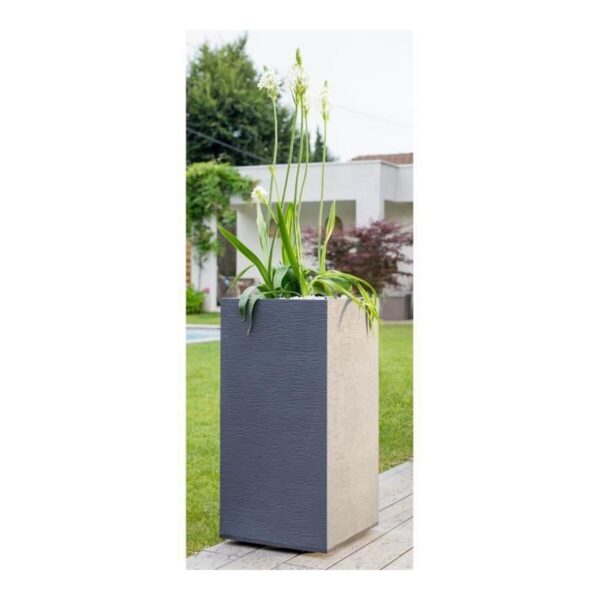 Blumentopf EDA Graphit Grau Dunkelgrau Kunststoff karriert 39,5 x 39,5 x 80 cm – Bild 3