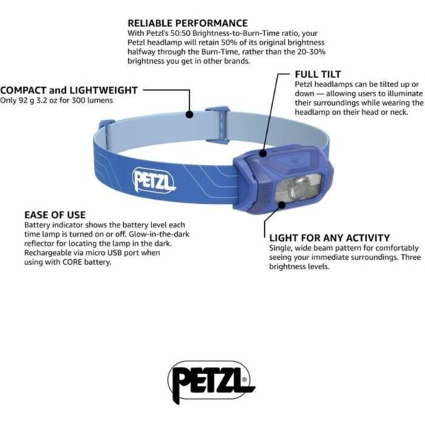 LED-Kopf-Taschenlampe Petzl E060AA01 Blau 300 Lm (1 Stück) – Bild 3