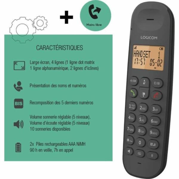Festnetztelefon Logicom DECT ILOA 150 SOLO Schwarz – Bild 6