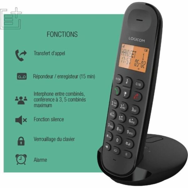 Festnetztelefon Logicom DECT ILOA 155T SOLO Schwarz – Bild 6