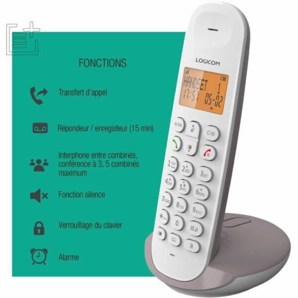 Kabelloses Telefon Logicom ILOA 155T SOLO Braun Grau Taupe – Bild 6