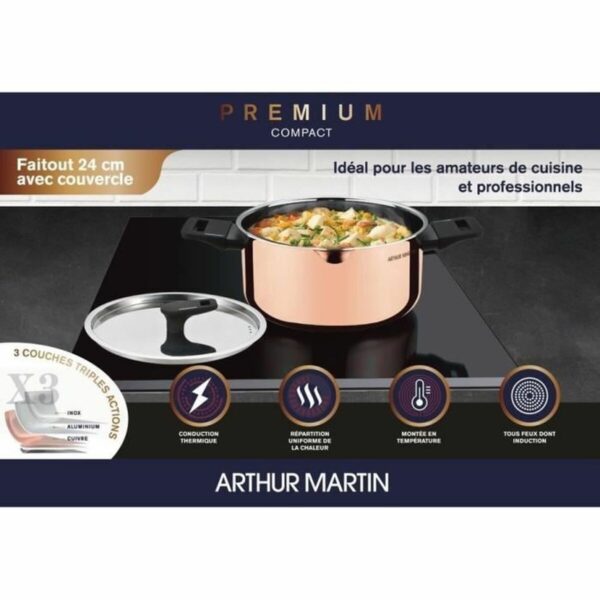 Kasserolle Arthur Martin AM945GT Grau Ø 24 cm 2,4 L – Bild 2