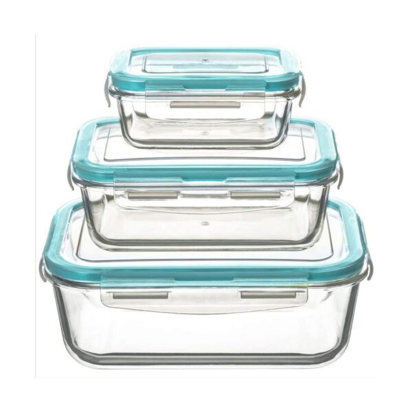 3 Lunchbox-Set 5five Simply Smart Blau Durchsichtig Kristall 300 ml 690 ml 1000 L 800 g – Bild 2