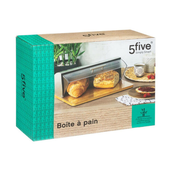 Brotkorb 5five Simply Smart Bambou cuisine Silberfarben Verchromt 39 x 26,5 x 15,5 cm Holz – Bild 2